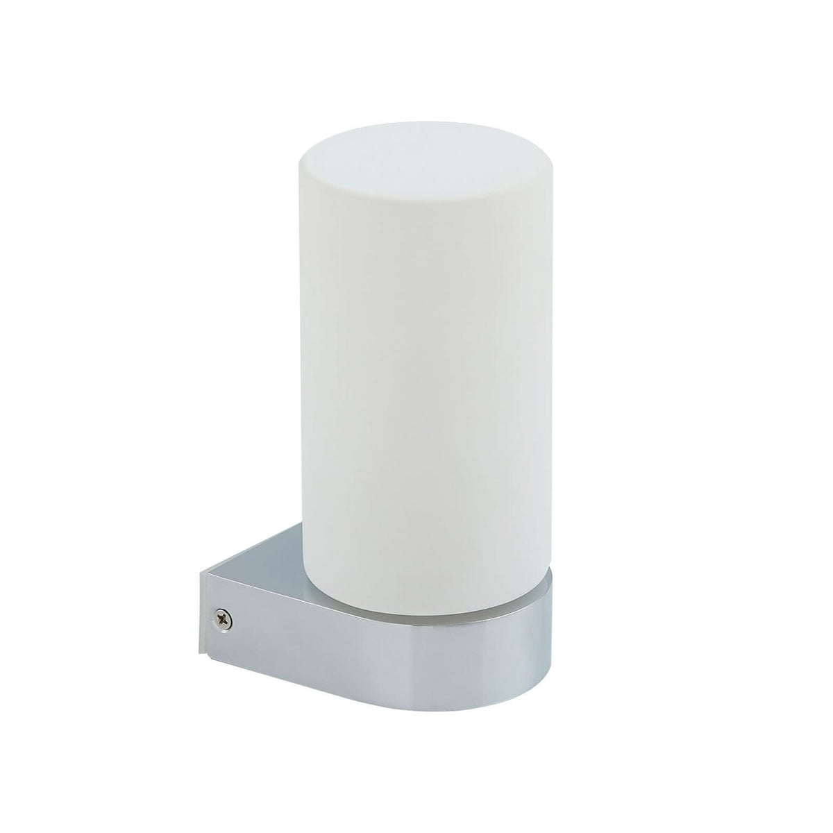 Applique murale Basolo en verre, chromé et blanc, hauteur 17,2 cm, IP44