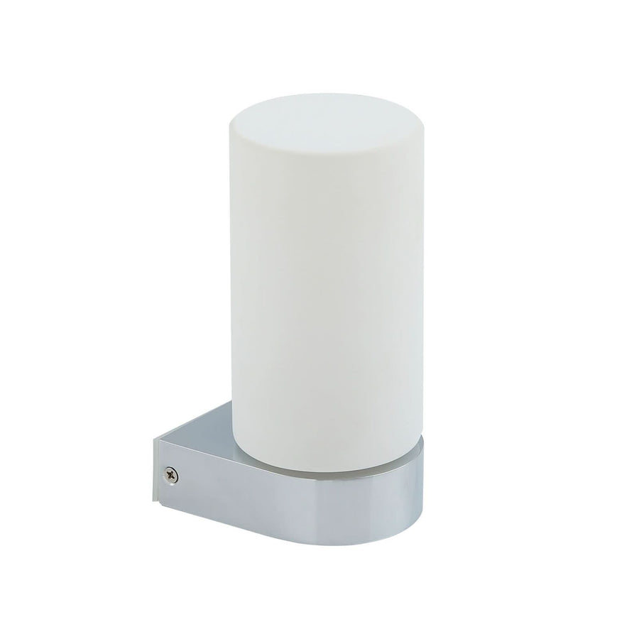 Applique murale Basolo en verre, chromé et blanc, hauteur 17,2 cm, IP44