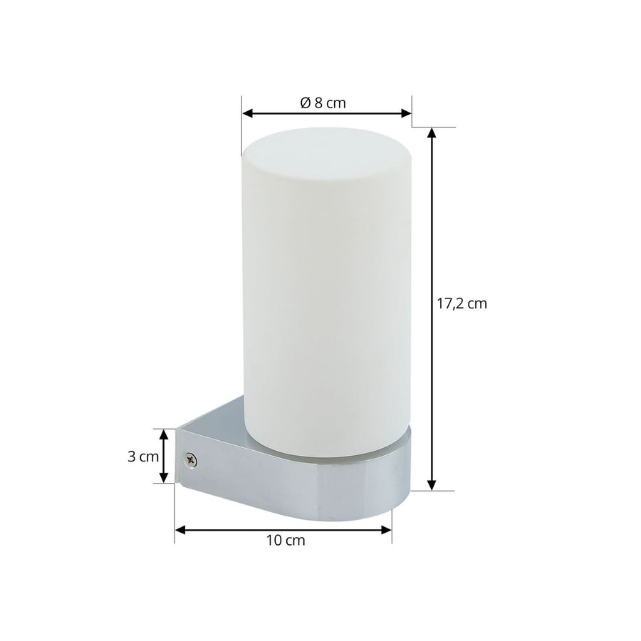 Applique murale Basolo en verre, chromé et blanc, hauteur 17,2 cm, IP44
