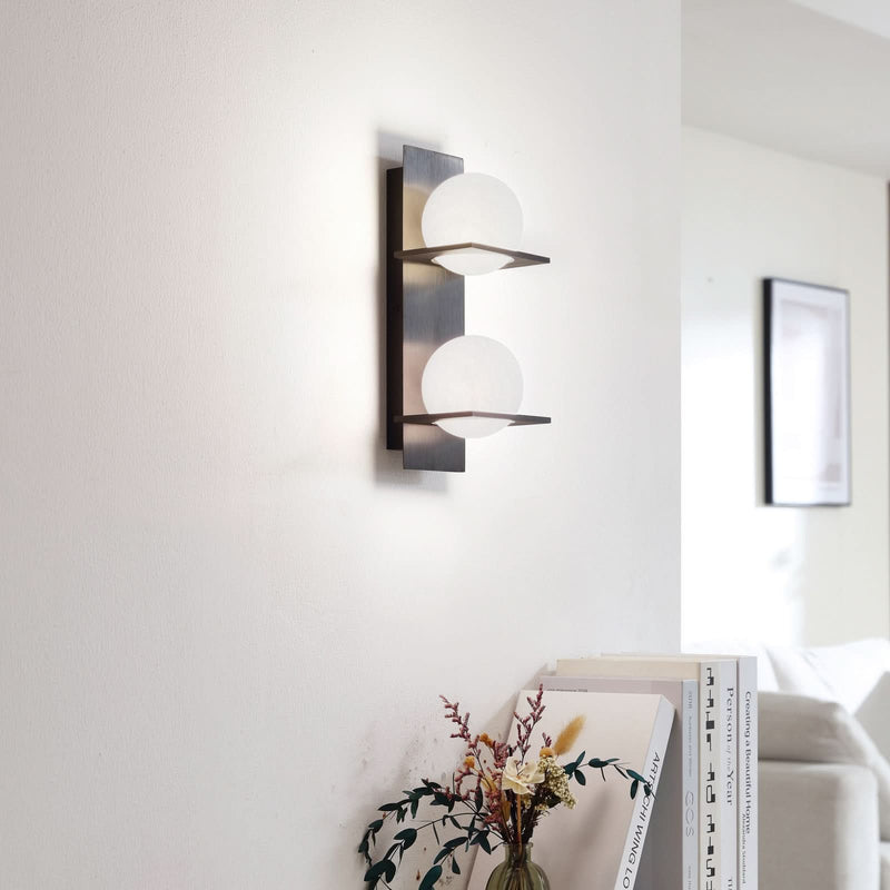Applique murale Kulka en verre, noir et blanc, 2 lumières, hauteur 32 cm