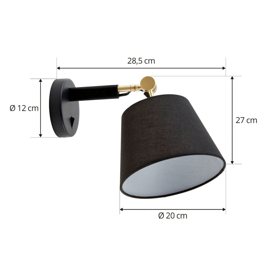 Applique murale Marvaine en tissu, noir et doré, hauteur 27 cm