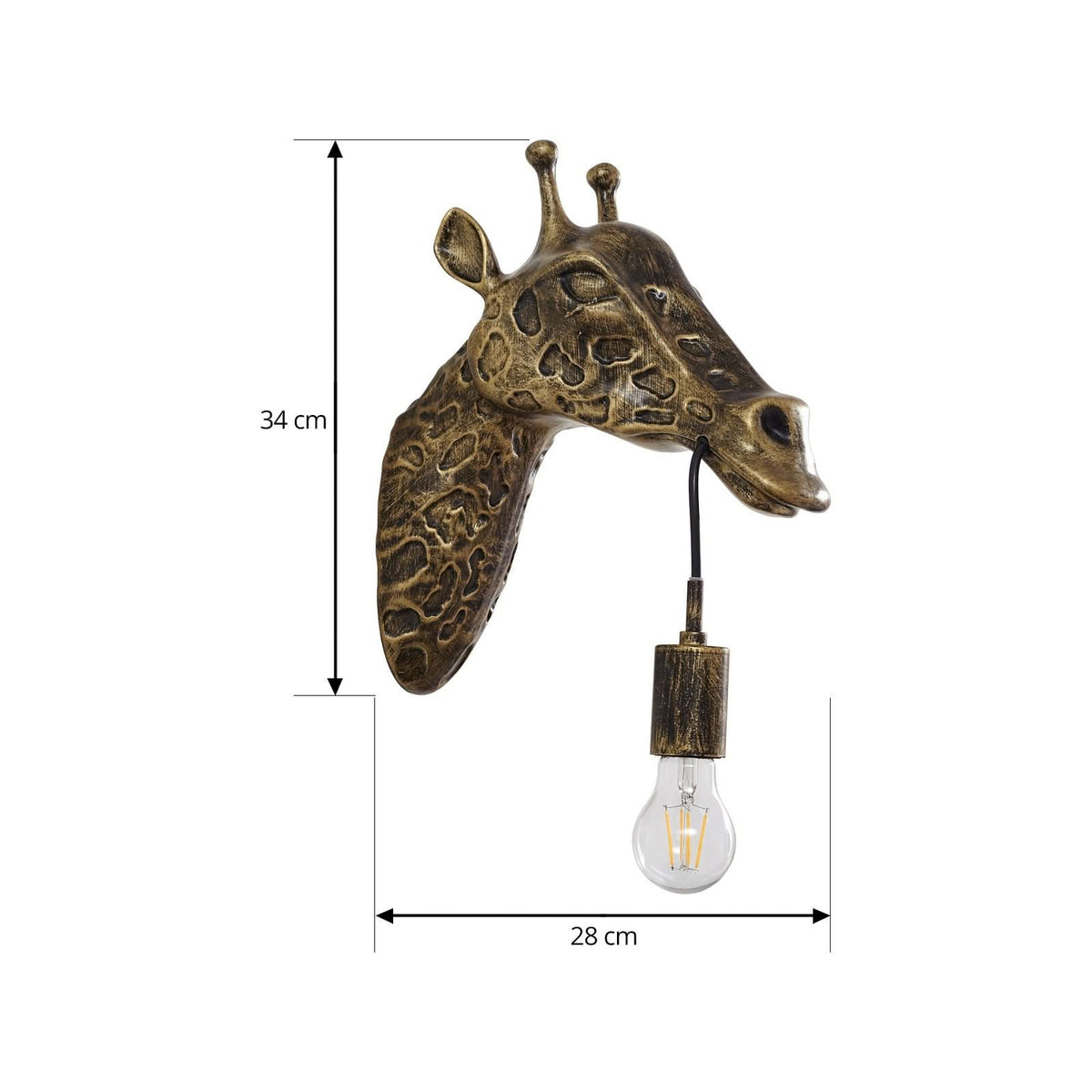 Applique murale Nirvathia en métal, laiton, hauteur 34,5 cm