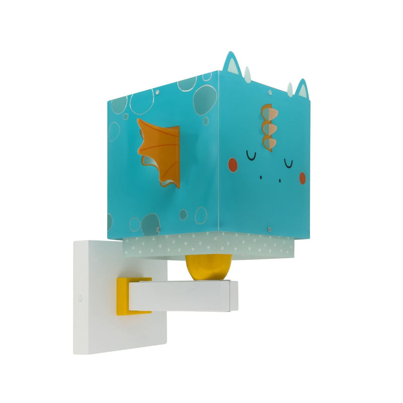 Applique murale Little Dragon, bleu et orange, hauteur 25,5 cm