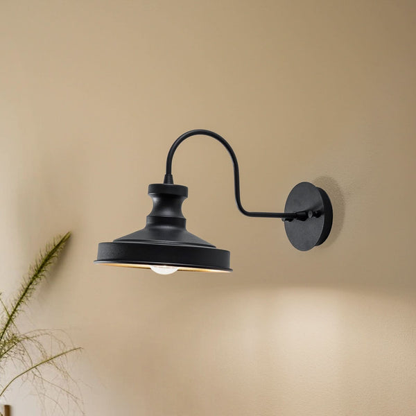 Applique murale Berceste 182-A en métal, noir et or, hauteur 23 cm