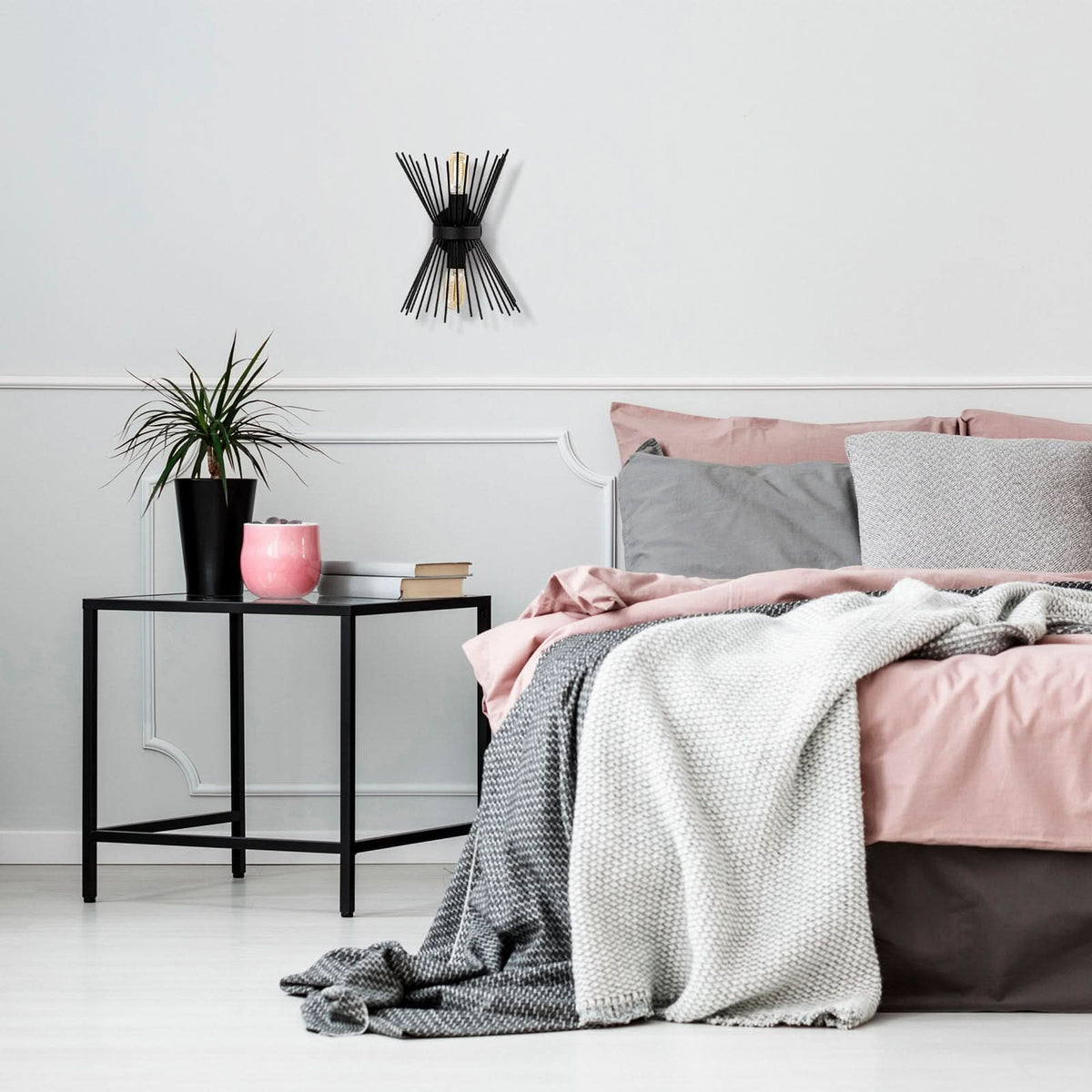 Applique murale Kirpi 3091 en métal, noir, hauteur 33 cm