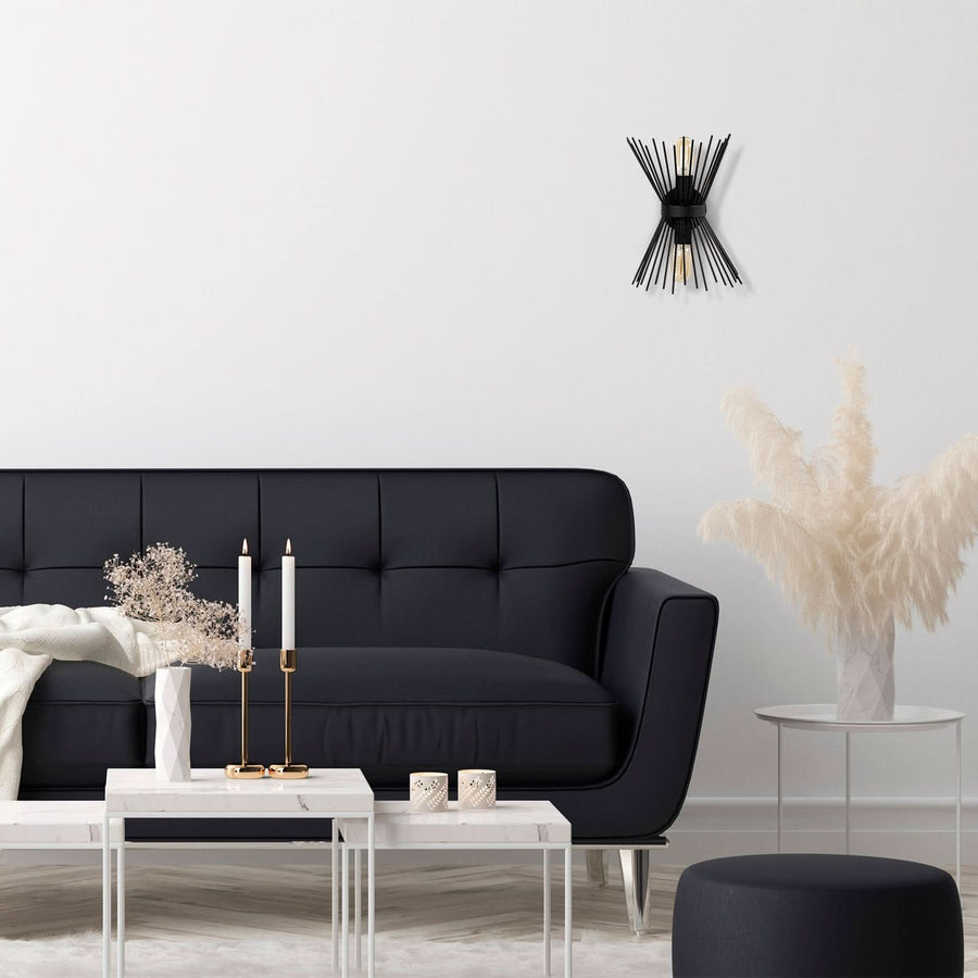 Applique murale Kirpi 3091 en métal, noir, hauteur 33 cm