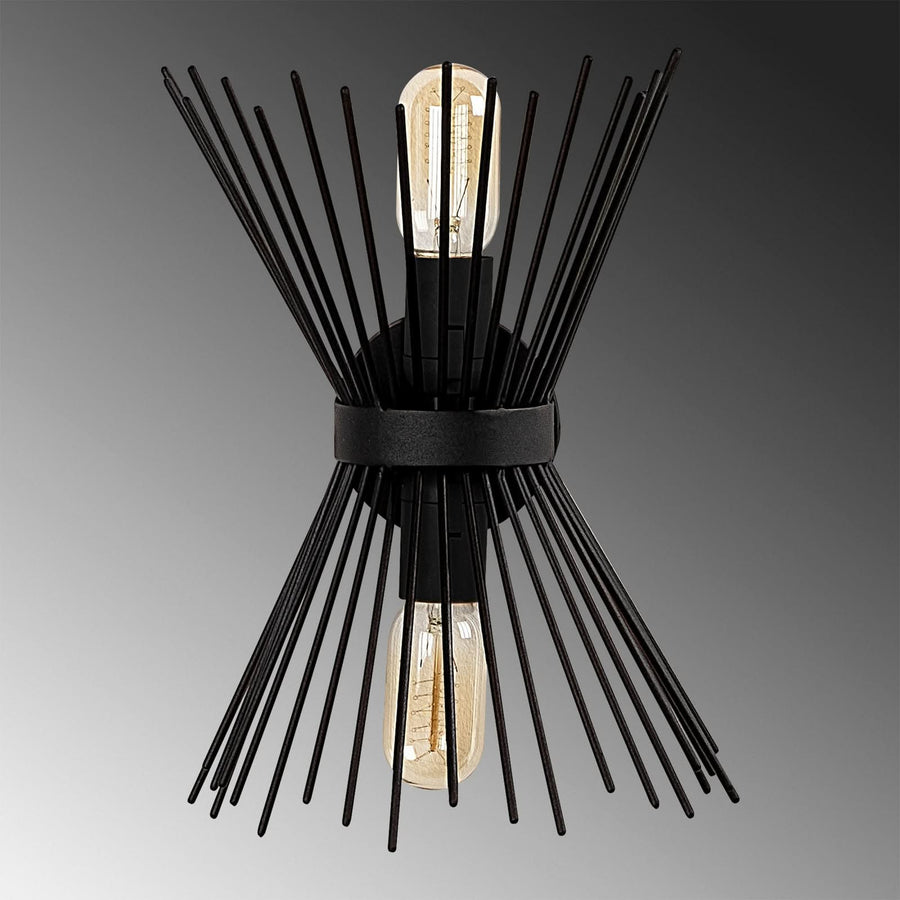 Applique murale Kirpi 3091 en métal, noir, hauteur 33 cm