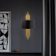 Applique murale 616-A en métal, noir et doré, hauteur 75 cm