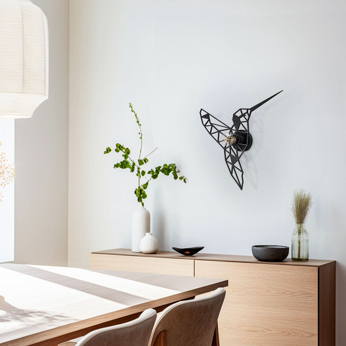 Applique murale W-053 Lasercut en bois, noir, hauteur 44 cm