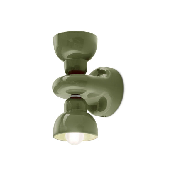 Applique murale Berimbau en céramique, vert, 2 lumières, hauteur 25,5 cm
