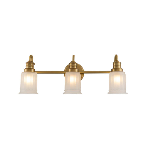 Applique murale Swell en verre, laiton brossé et blanc, 3 lumières, hauteur 23,7 cm, IP44