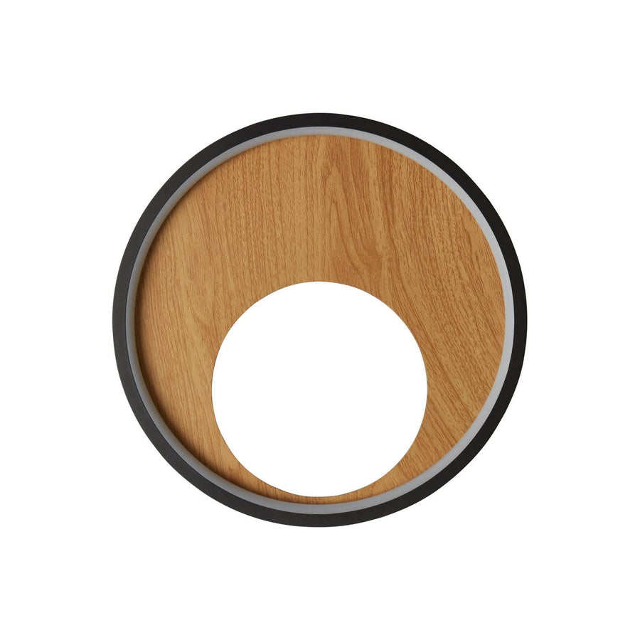 Applique murale LED Curio en acier, bois et noir, hauteur 30 cm
