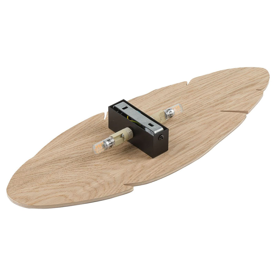 Applique murale Lehti en bois, 2 lumières, hauteur 51 cm