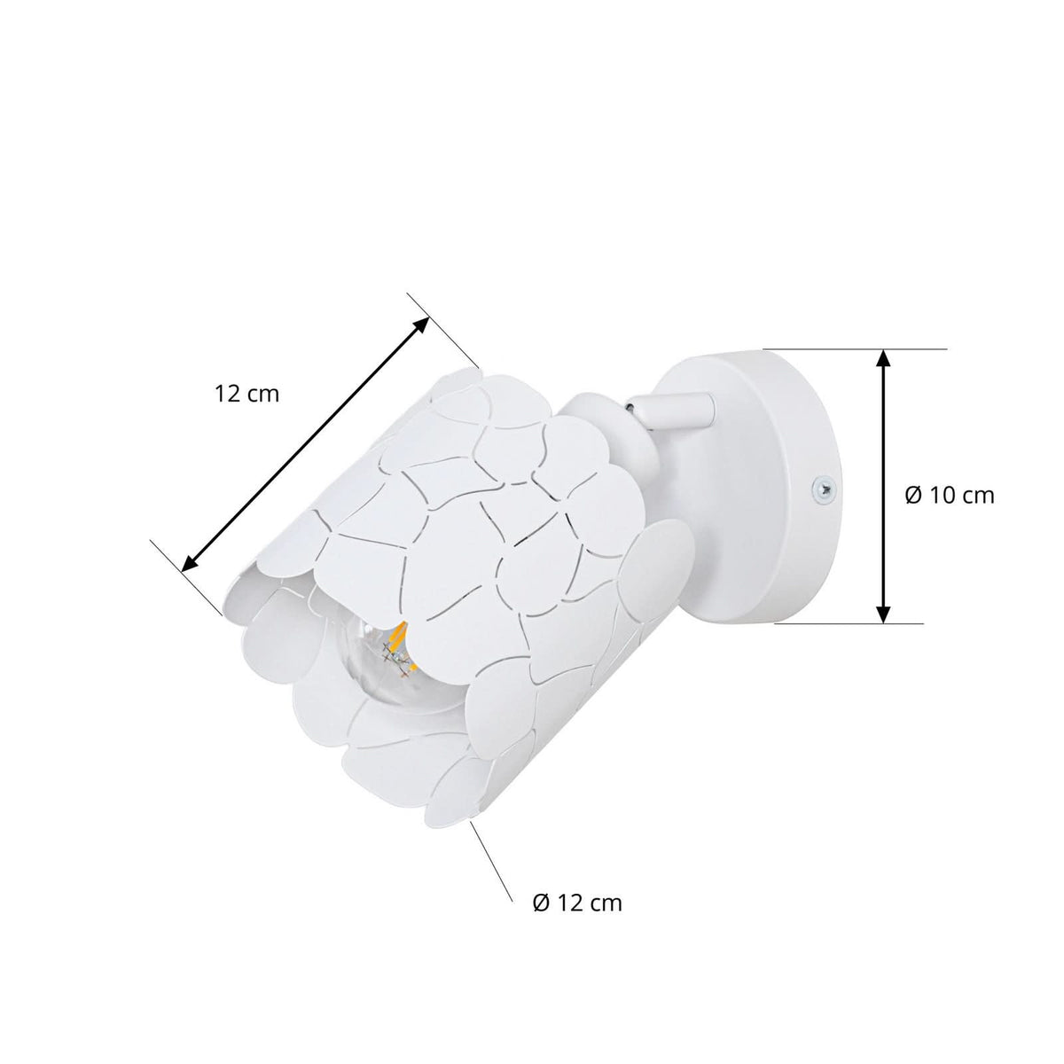 Applique murale en métal, blanc, hauteur 13 cm