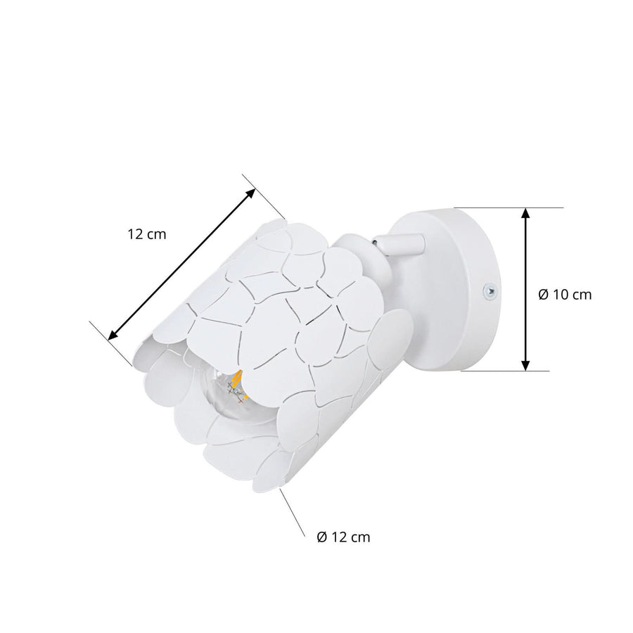 Applique murale en métal, blanc, hauteur 13 cm