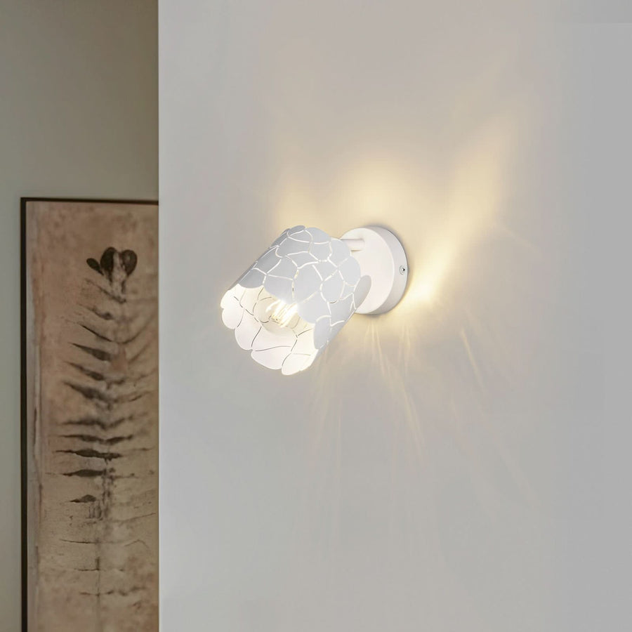 Applique murale en métal, blanc, hauteur 13 cm