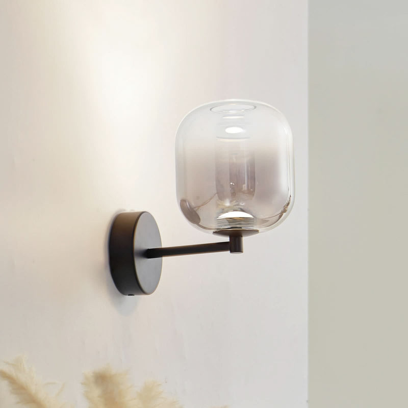 Applique murale LED en verre, gris et noir, hauteur 21,5 cm