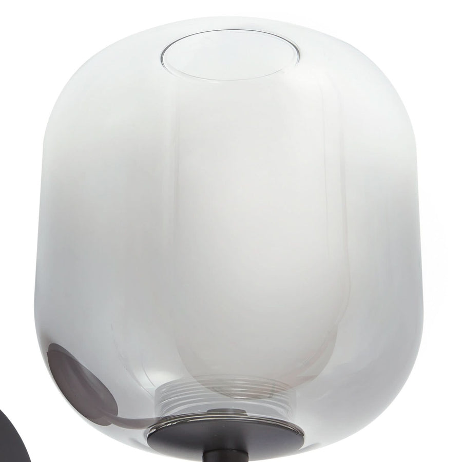 Applique murale LED en verre, gris et noir, hauteur 21,5 cm
