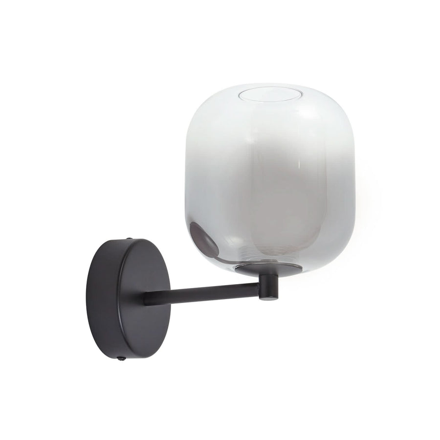 Applique murale LED en verre, gris et noir, hauteur 21,5 cm