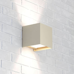 Applique murale Zuza 2 en aluminium, crème satiné, hauteur 10 cm