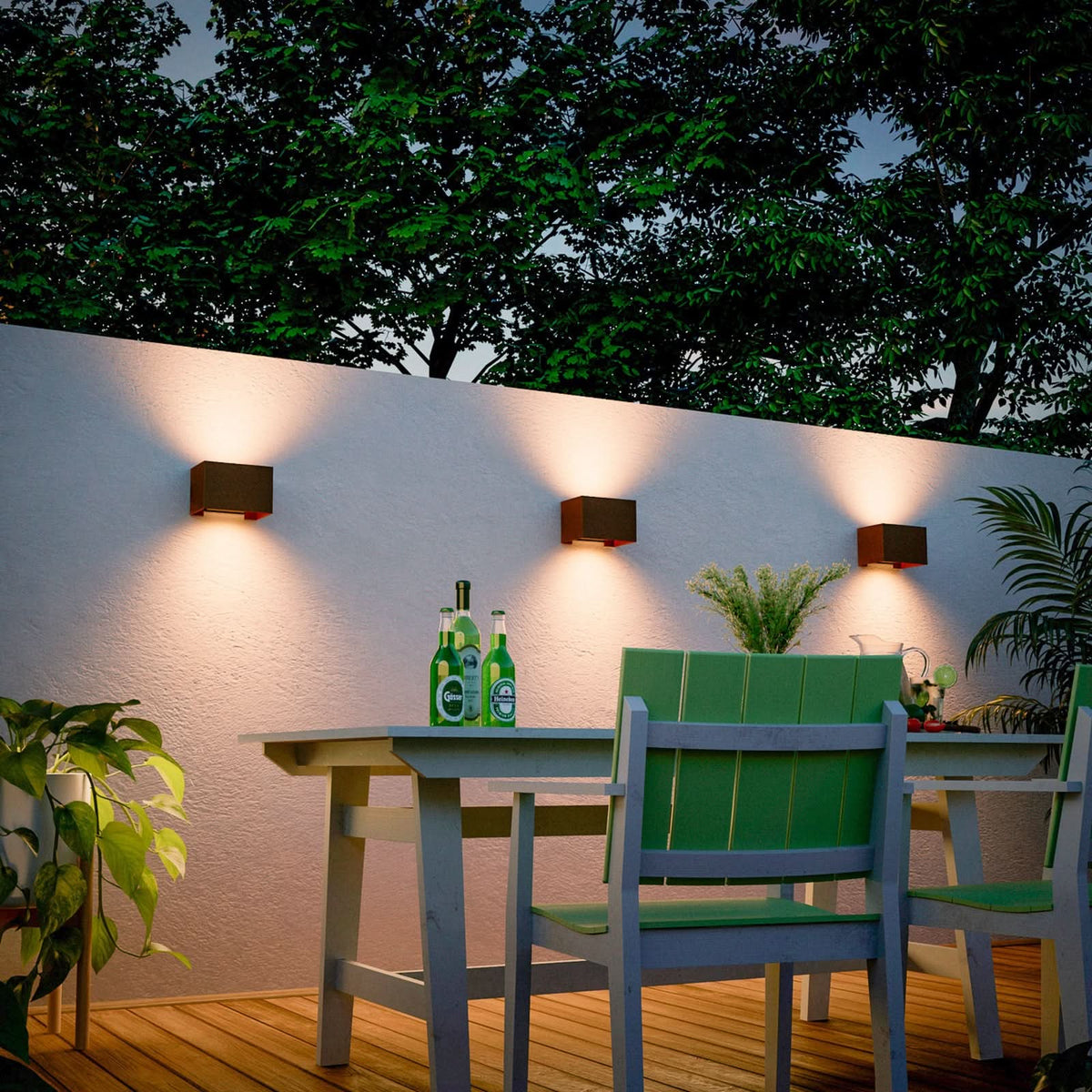 Applique d'extérieur LED Rectangle (éclairage en aluminium, rouille, hauteur 10 cm, IP54