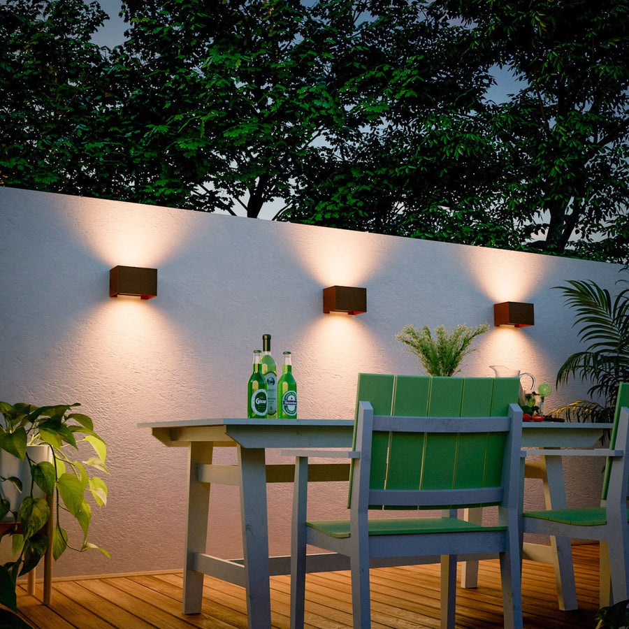 Applique d'extérieur LED Rectangle (éclairage en aluminium, rouille, hauteur 10 cm, IP54