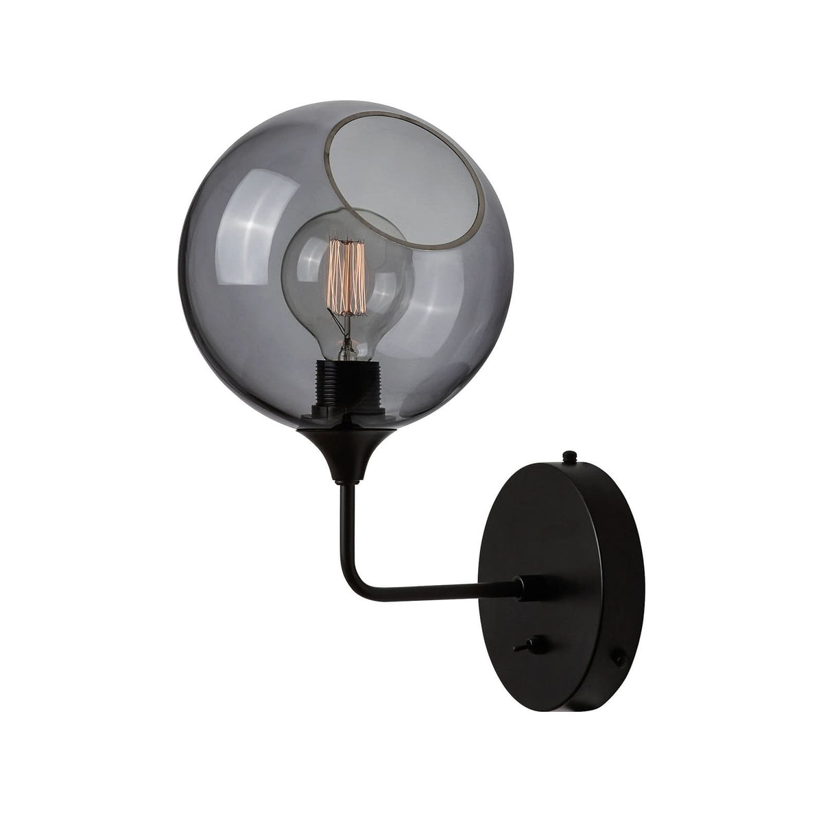 Applique murale Ballroom Short en verre, gris fumée et noir, hauteur 37 cm
