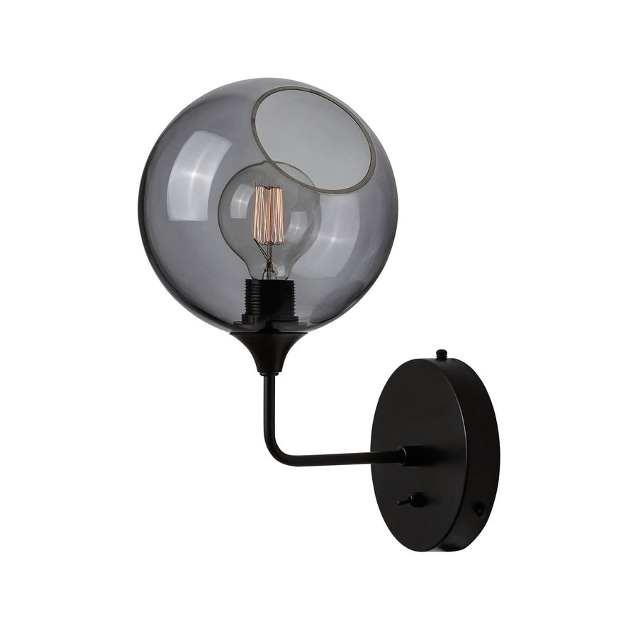 Applique murale Ballroom Short en verre, gris fumée et noir, hauteur 37 cm