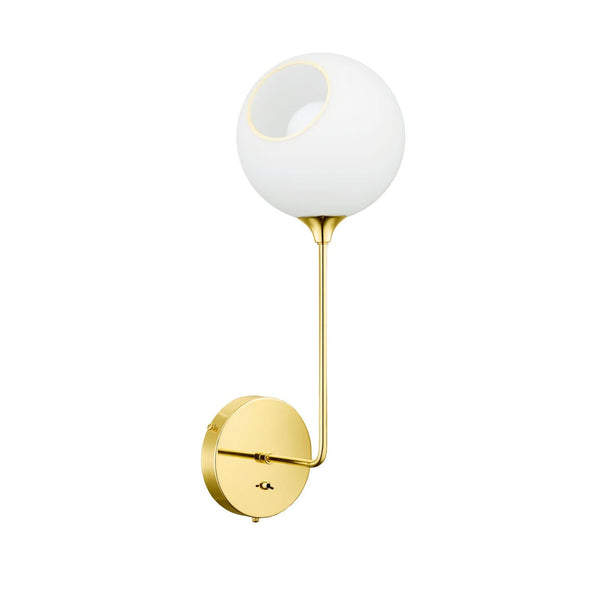 Applique murale Ballroom Long en verre, blanc et doré, hauteur 57 cm