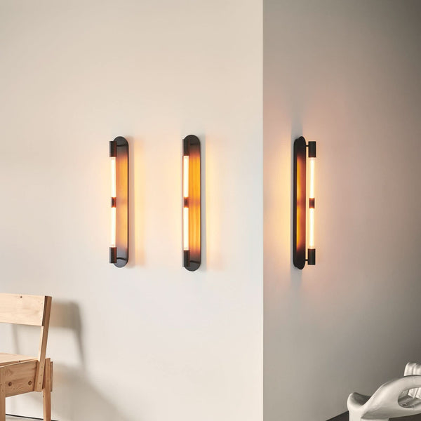 Applique murale Liberty Double en métal, noir, 2 lumières, hauteur 83 cm