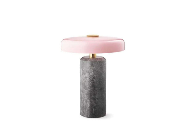Lampe à poser d'extérieur LED rechargeable Trip en verre, gris et rose brillant, Ø 17 cm, IP44