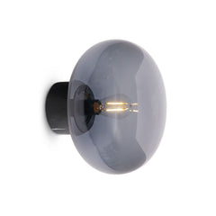 Applique murale Karl-Johan en verre, gris fumée et noir, Ø 23 cm, IP44