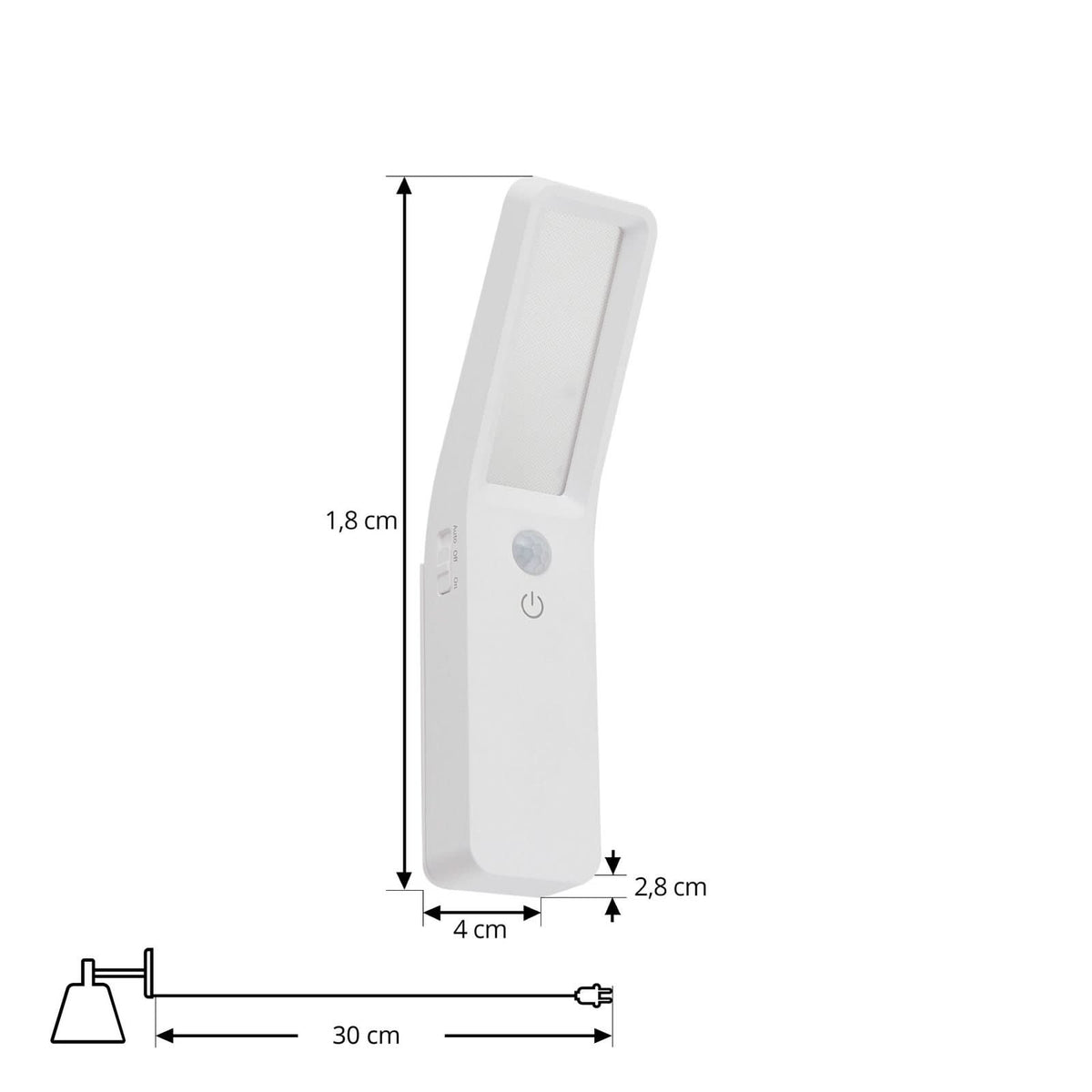 Applique murale LED rechargeable Taska, blanc mat et transparent, hauteur 18 cm