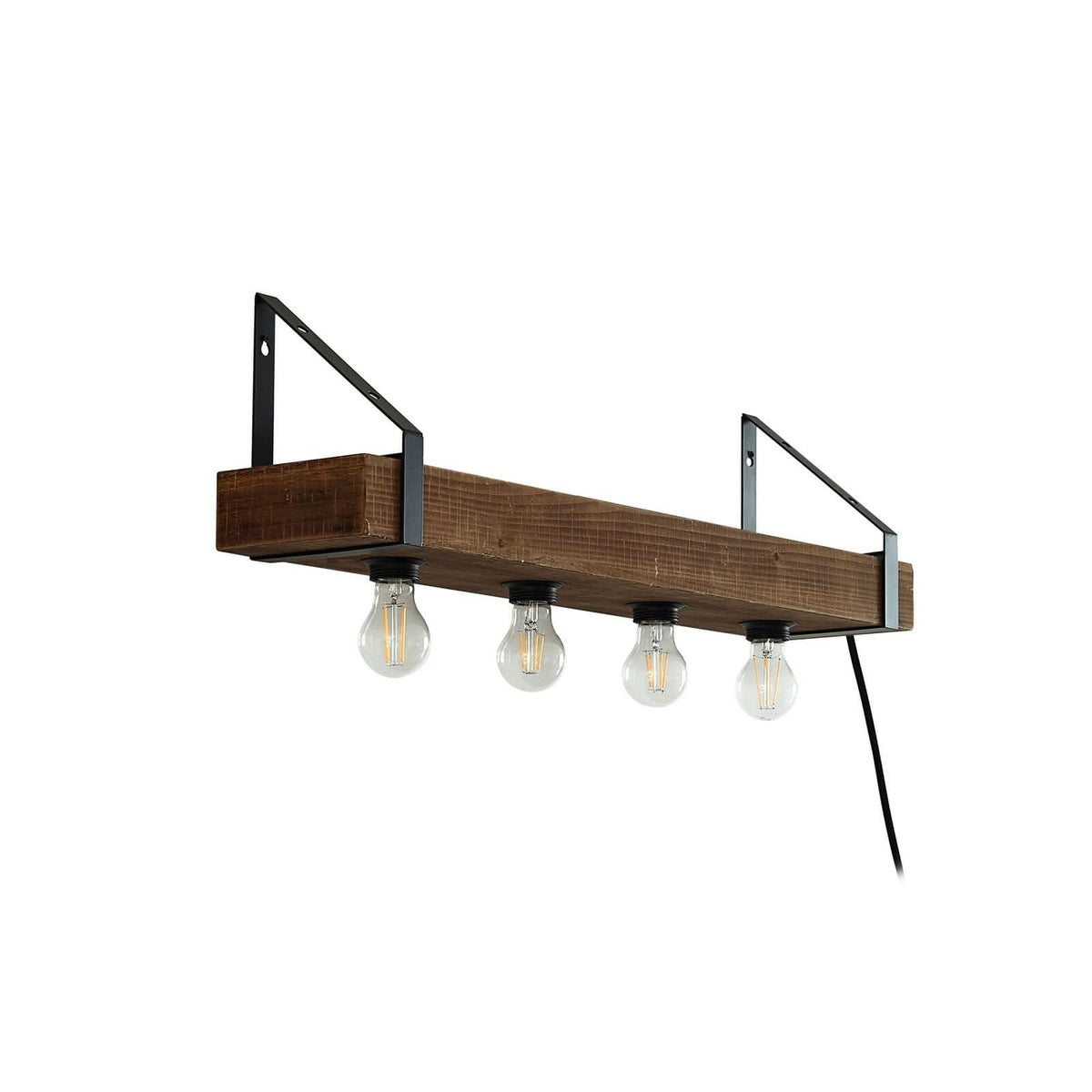 Applique murale Vatana en bois, 4 lumières, hauteur 23,5 cm