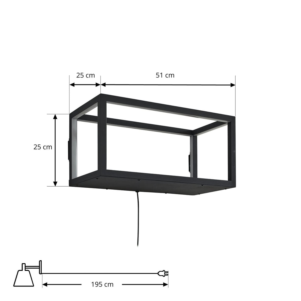 Applique murale LED Birta en métal, noir, hauteur 25 cm