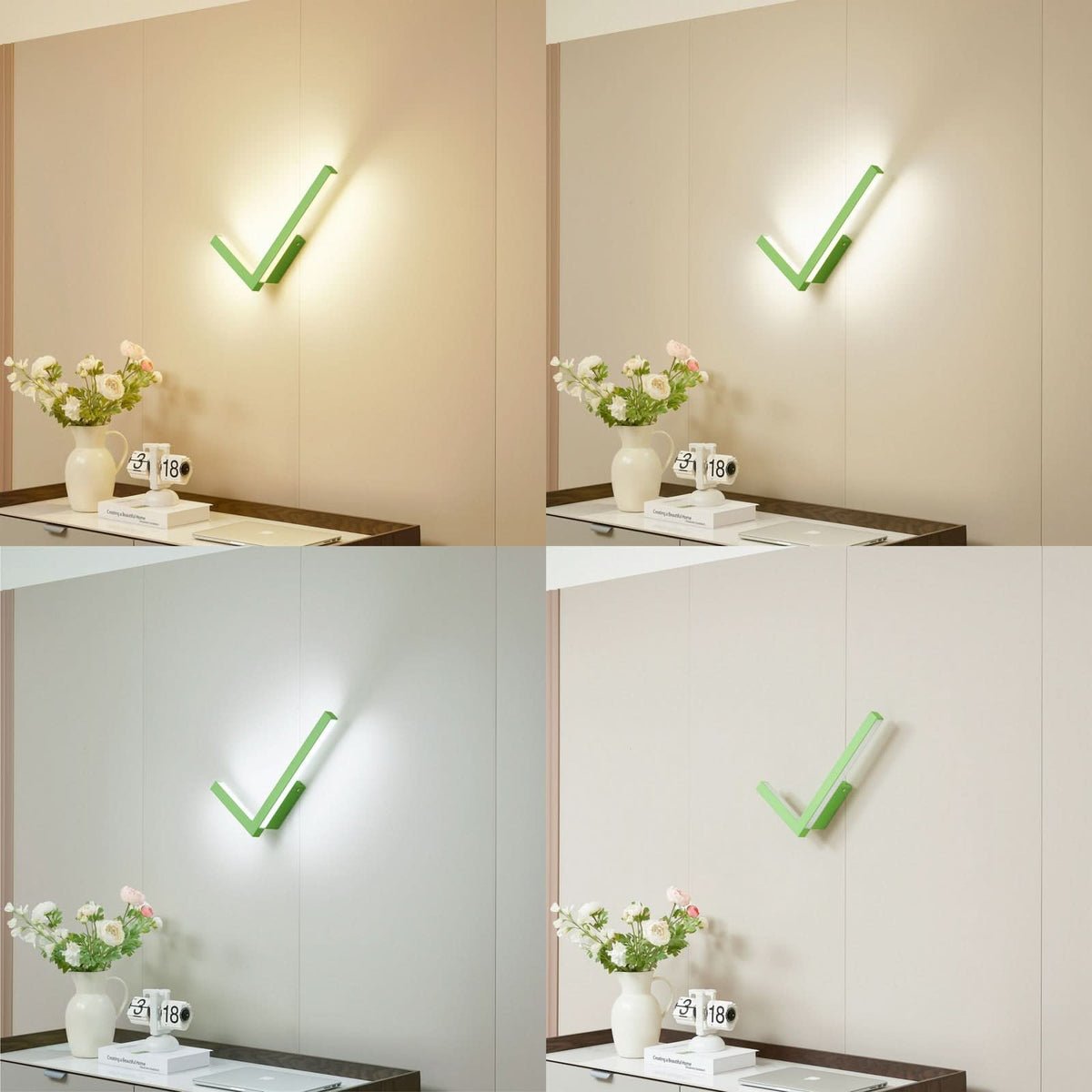 Applique murale LED Check en métal, vert, hauteur 20,5 cm
