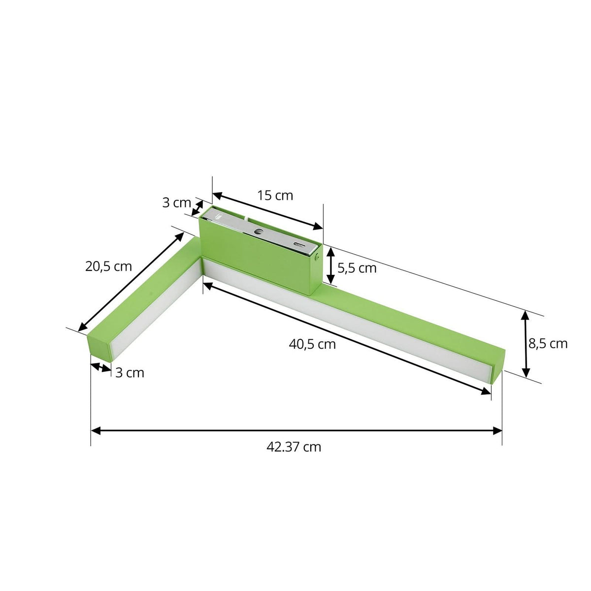 Applique murale LED Check en métal, vert, hauteur 20,5 cm
