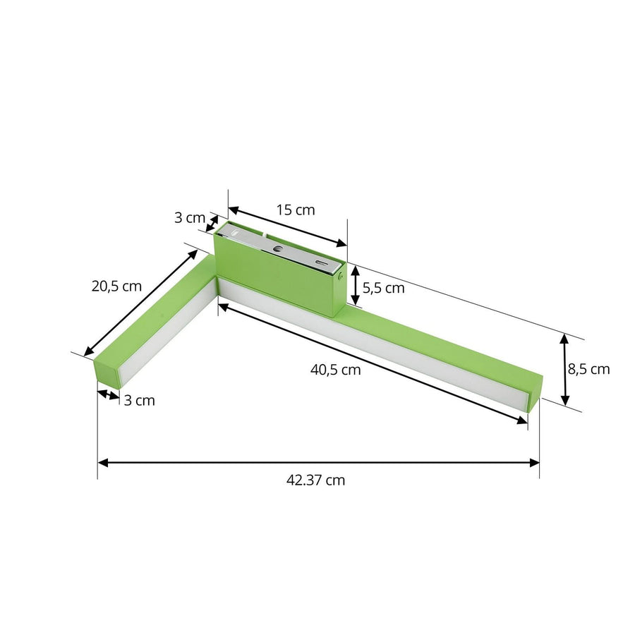 Applique murale LED Check en métal, vert, hauteur 20,5 cm