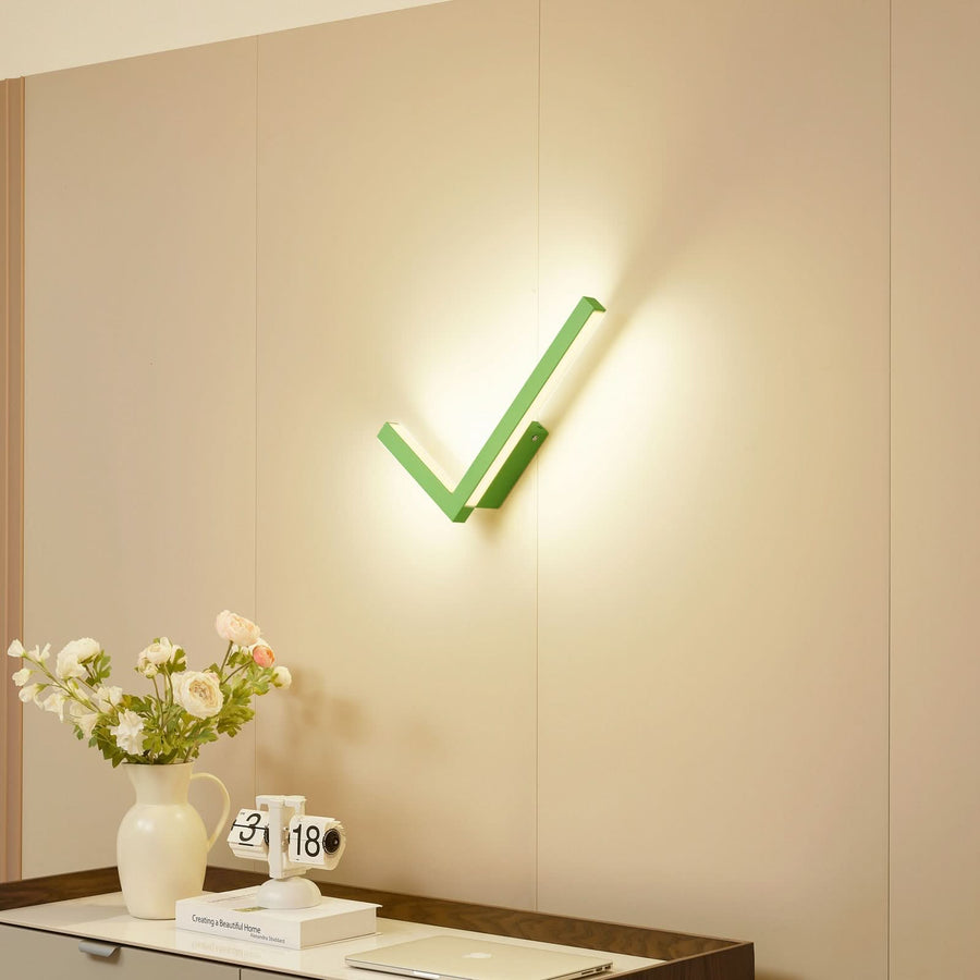 Applique murale LED Check en métal, vert, hauteur 20,5 cm