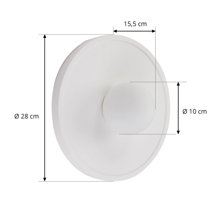 Applique murale Nielson en plâtre, blanc, Ø 28 cm