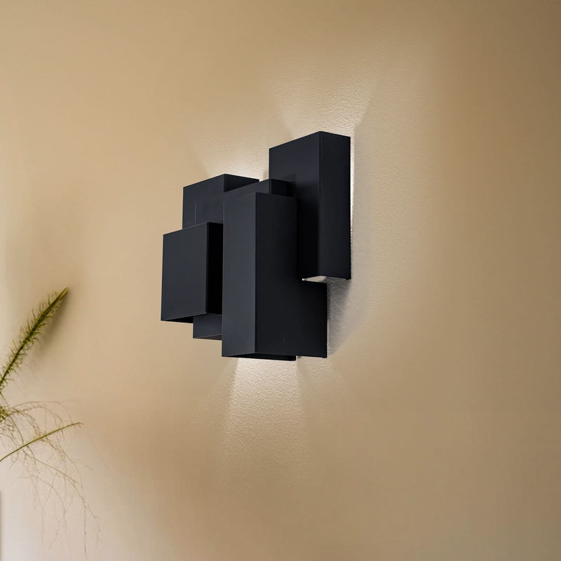 Applique murale Wall en acier, noir, 5 lumières, hauteur 32 cm