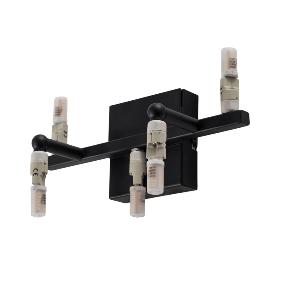 Applique murale Wall en acier, noir, 5 lumières, hauteur 32 cm