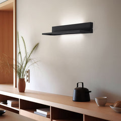 Applique murale LED Shelf en acier, noir, 2 lumières, hauteur 10 cm
