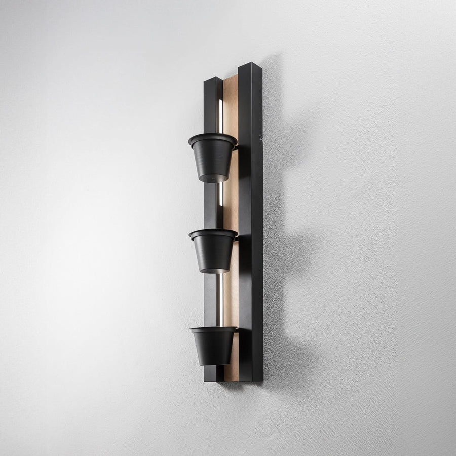 Applique murale LED Shelf en bois, noir, hauteur 90 cm