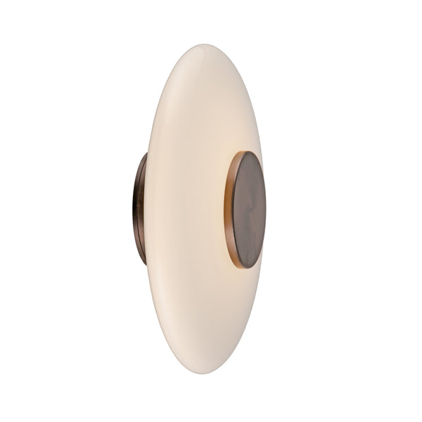 Applique murale LED Vitrum en verre, marron et blanc satiné, Ø 22 cm