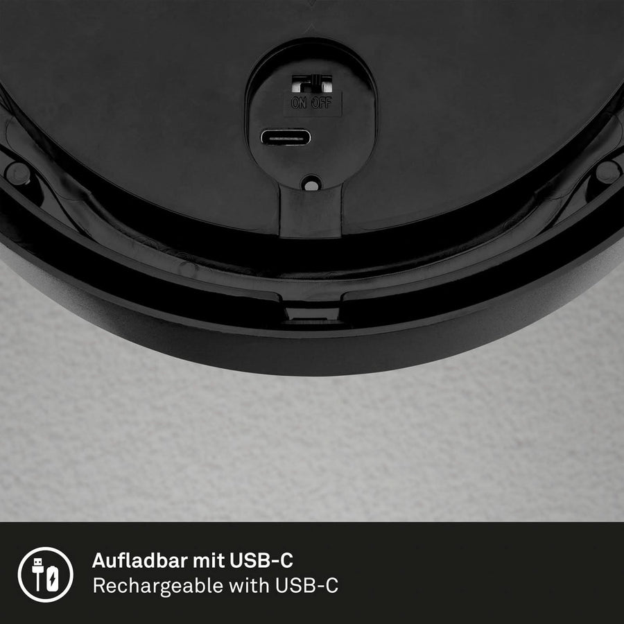 Applique d'extérieur LED rechargeable 3784015 en métal, noir, Ø 17 cm, IP44
