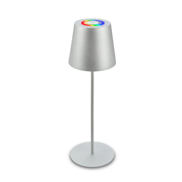 Lampadaire d'extérieur LED rechargeable 7507015 en métal, chromé mat, Ø 10,5 cm, IP44