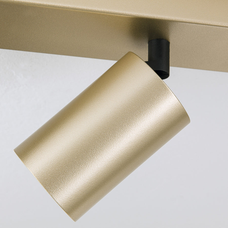 Plafonnier Sean en aluminium, doré mat, 6 lumières, longueur 130 cm