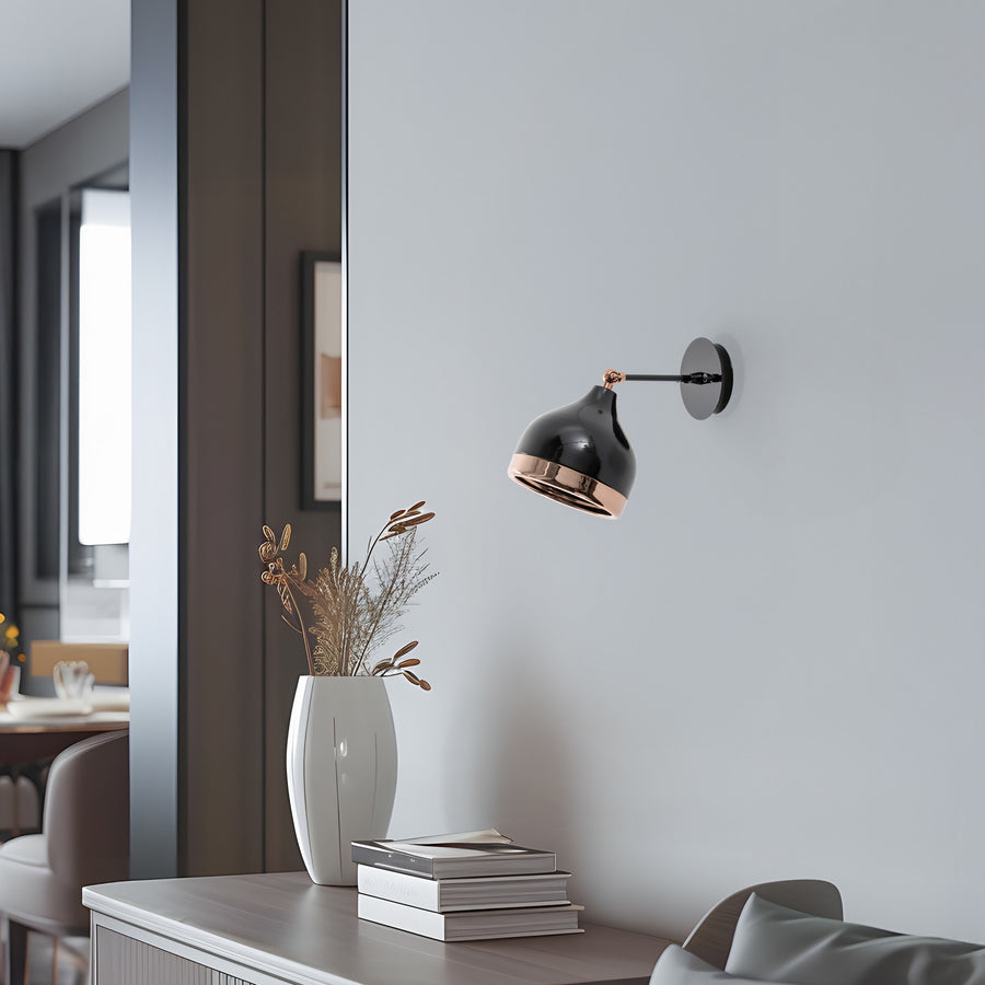 Applique murale Yildo 6901 en métal, noir cuivré, hauteur 25 cm