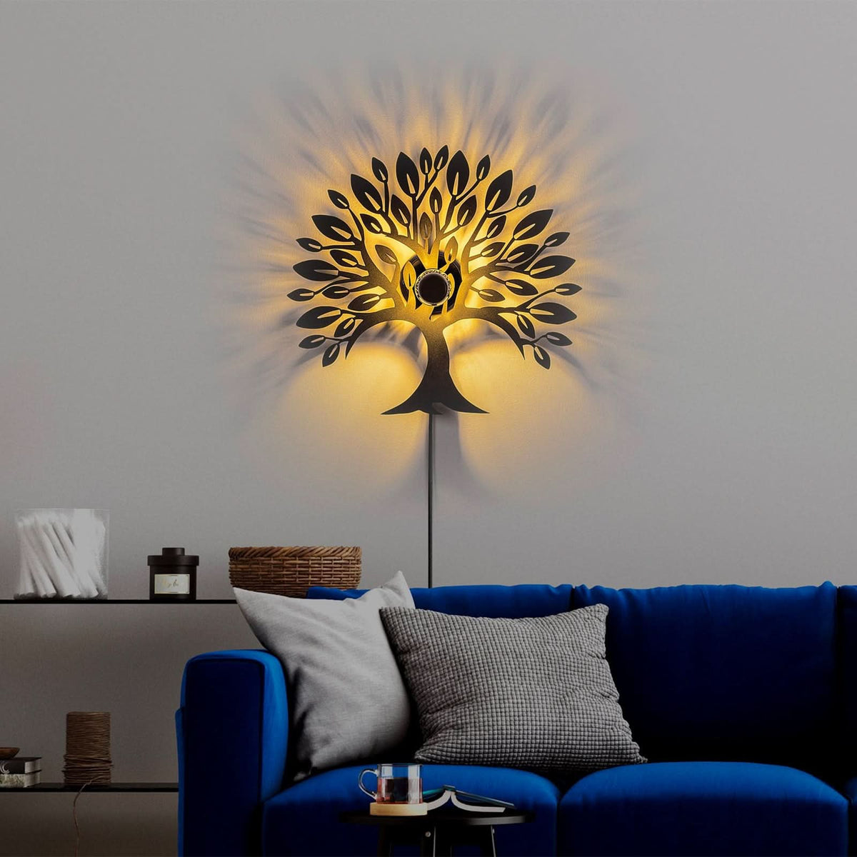 Applique murale Heart Tree V2 en métal, noir, hauteur 46 cm